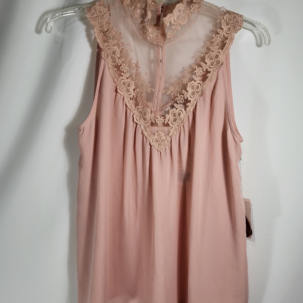 NWT Forever 21 dusty rose tunic w/lace women's S  #871 - Picture 6 of 6